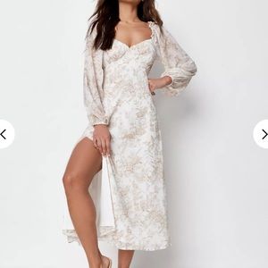 NWT STUNNING Milkmaid midi slit dress